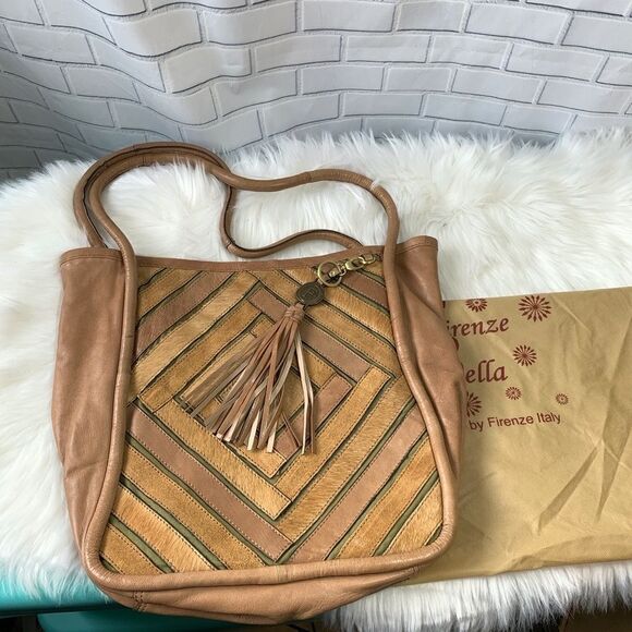 Firenze Bella Gorgeous Tan Leather Inlay Bag - Picture 2 of 8